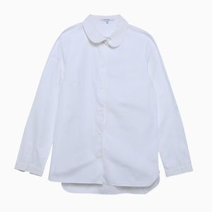 Carven White Cotton Blouse with Peter Pan collar size 40 (FR). Comp to size M.